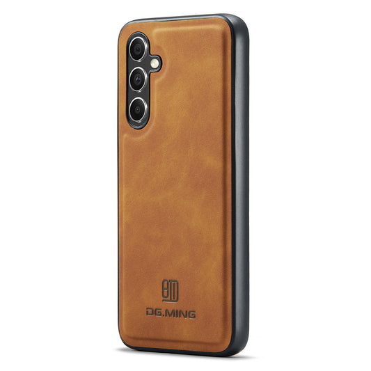 DG.MING For Samsung Galaxy A16 5G / A16 4G Case PU Leather Covered PC+TPU Hybrid Phone Shell - Brown
