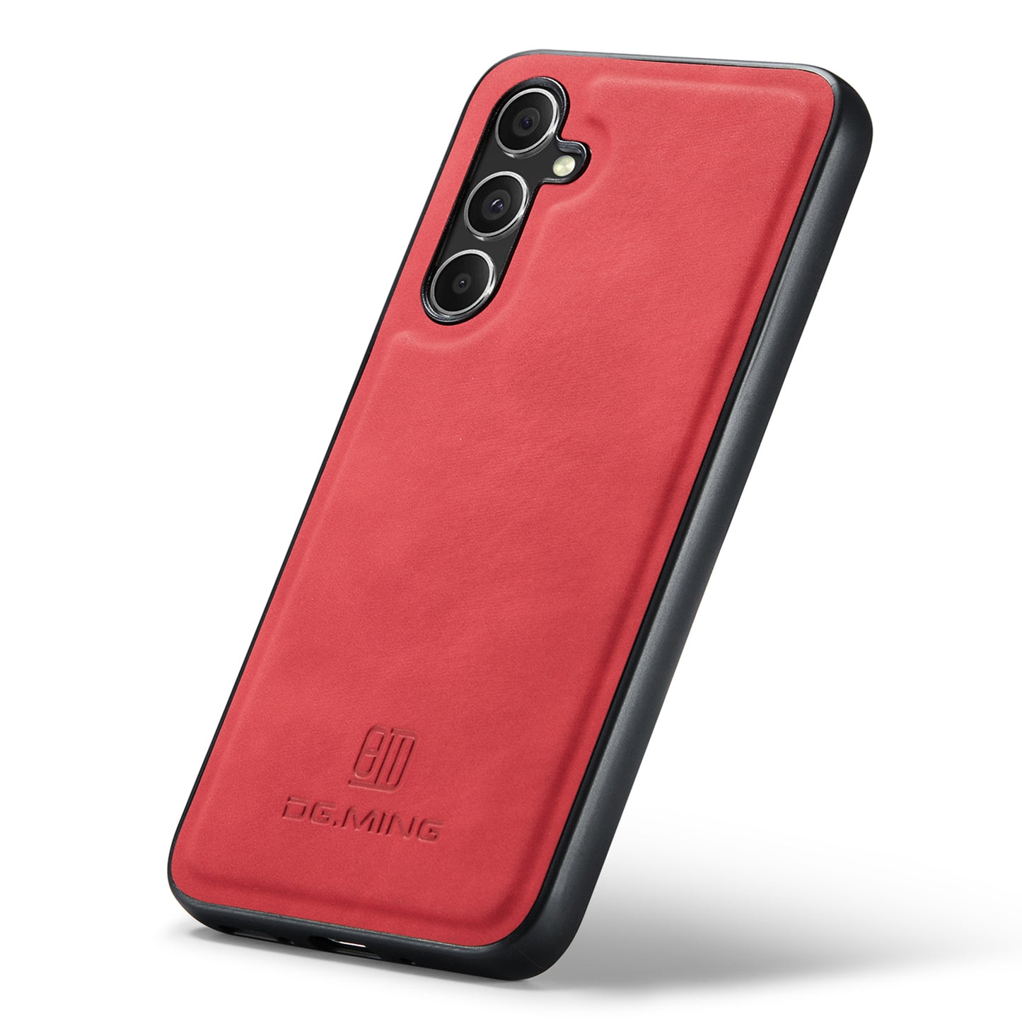 DG.MING For Samsung Galaxy A16 5G / A16 4G Case PU Leather Covered PC+TPU Hybrid Phone Shell - Red