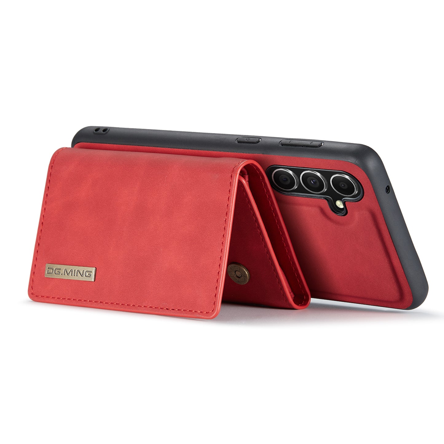 DG.MING M1 Series for Samsung Galaxy A16 5G / A16 4G Case Kickstand PU Phone Cover with Detachable Wallet - Red