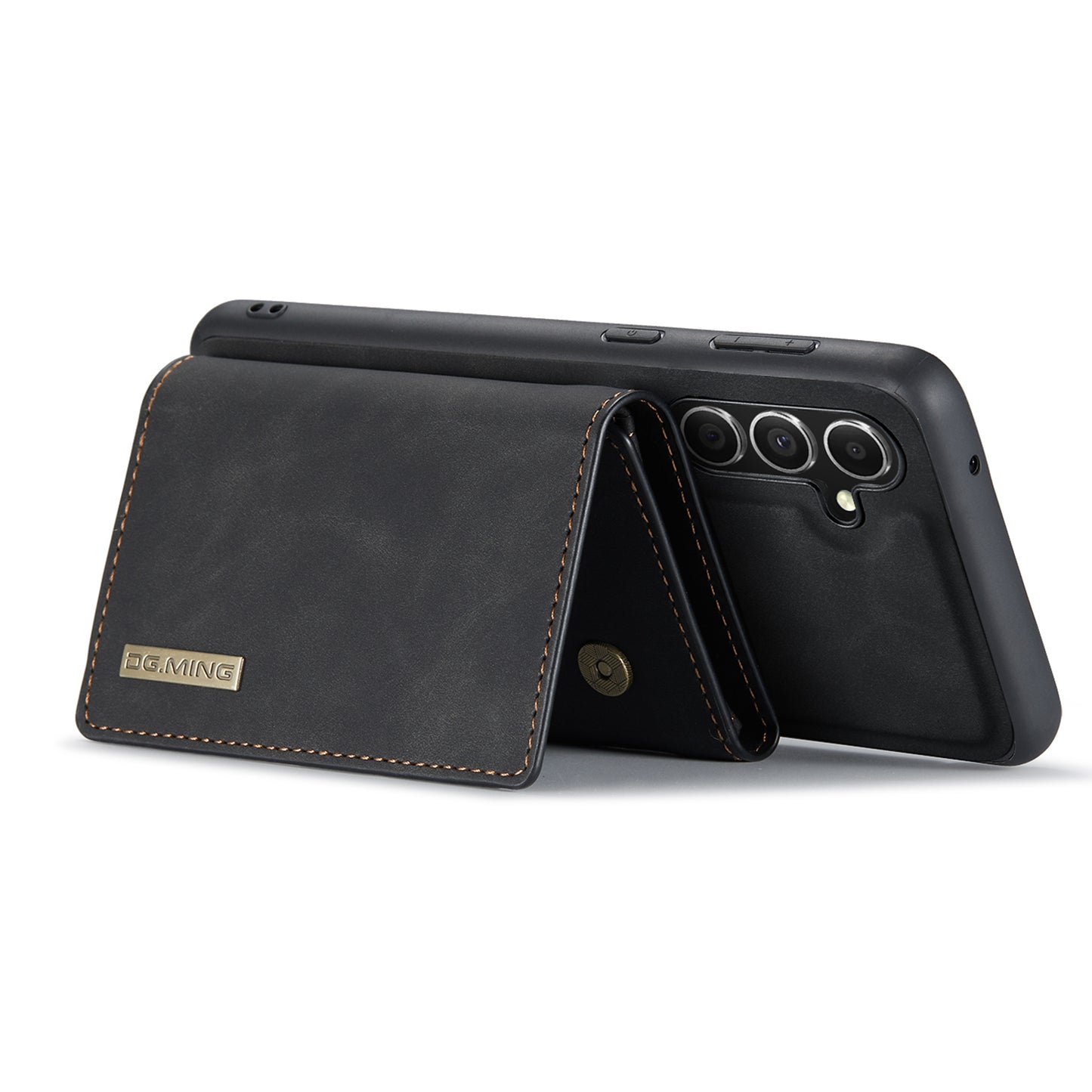 DG.MING M1 Series for Samsung Galaxy A16 5G / A16 4G Case Kickstand PU Phone Cover with Detachable Wallet - Black