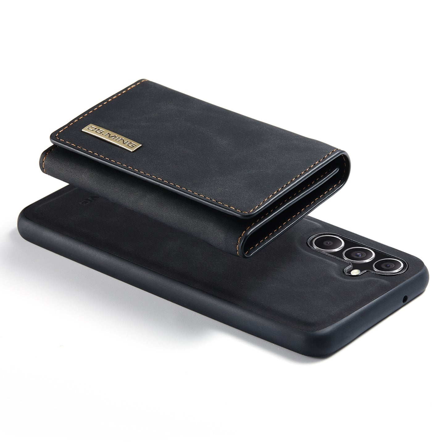 DG.MING M1 Series for Samsung Galaxy A16 5G / A16 4G Case Kickstand PU Phone Cover with Detachable Wallet - Black