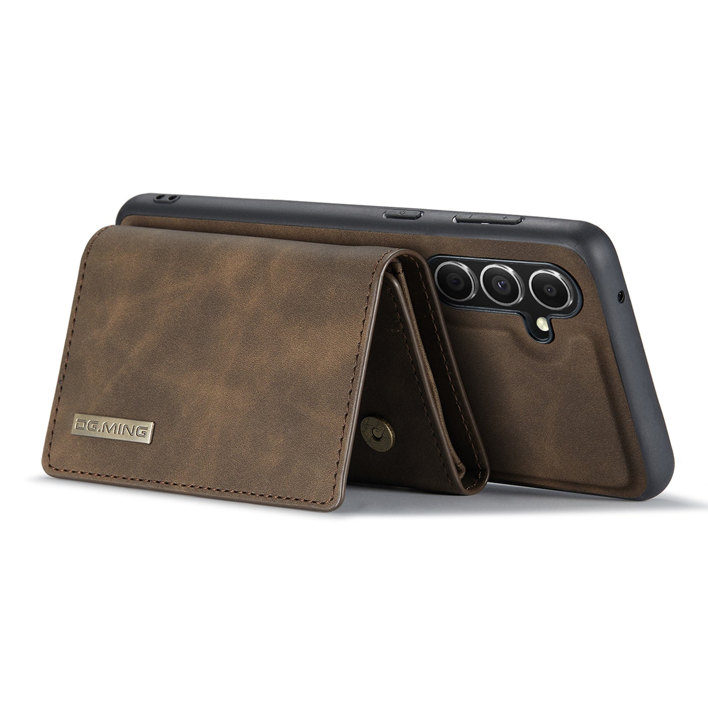 DG.MING M1 Series for Samsung Galaxy A16 5G / A16 4G Case Kickstand PU Phone Cover with Detachable Wallet - Coffee