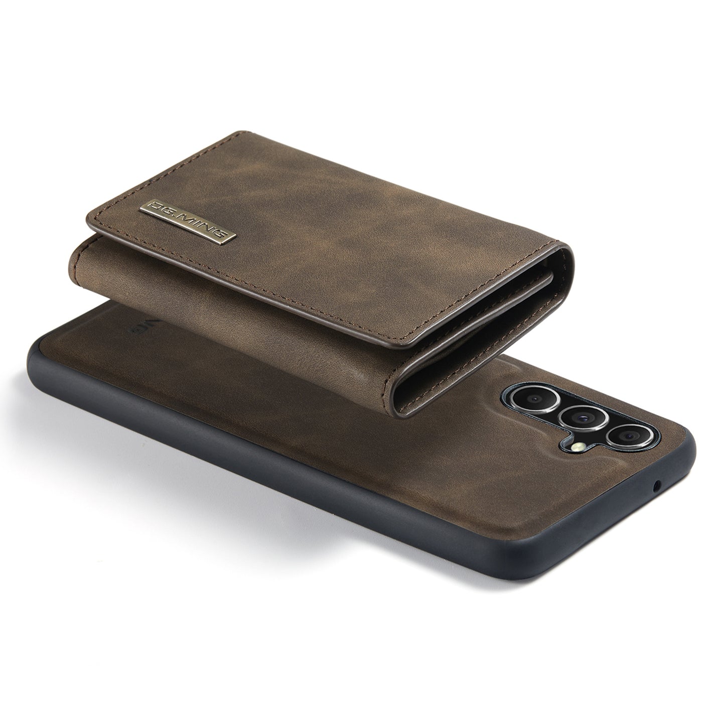 DG.MING M1 Series for Samsung Galaxy A16 5G / A16 4G Case Kickstand PU Phone Cover with Detachable Wallet - Coffee