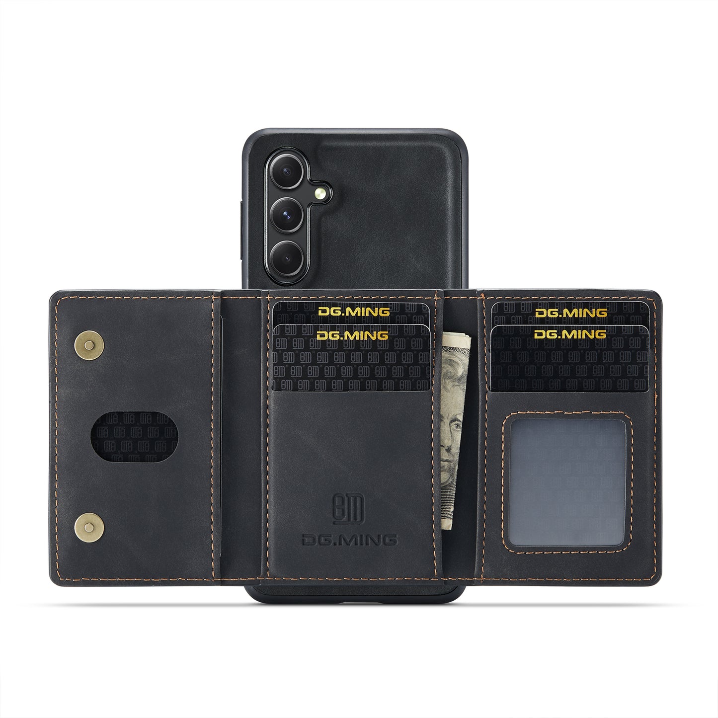 DG.MING M2 Series for Samsung Galaxy A16 5G / A16 4G Case PU+PC+TPU Phone Cover Detachable Wallet - Black