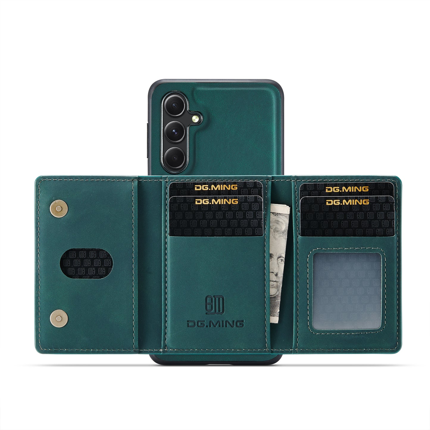 DG.MING M2 Series for Samsung Galaxy A16 5G / A16 4G Case PU+PC+TPU Phone Cover Detachable Wallet - Green
