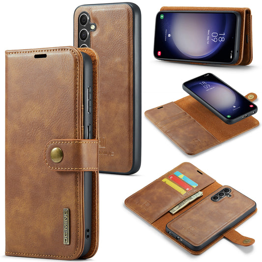 DG.MING for Samsung Galaxy A16 5G / A16 4G Case Detachable Split Leather Phone Cover - Brown