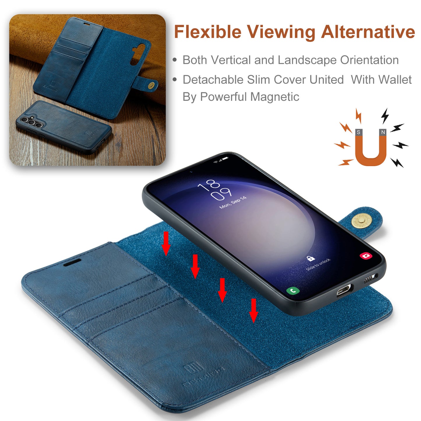 DG.MING for Samsung Galaxy A16 5G / A16 4G Case Detachable Split Leather Phone Cover - Blue