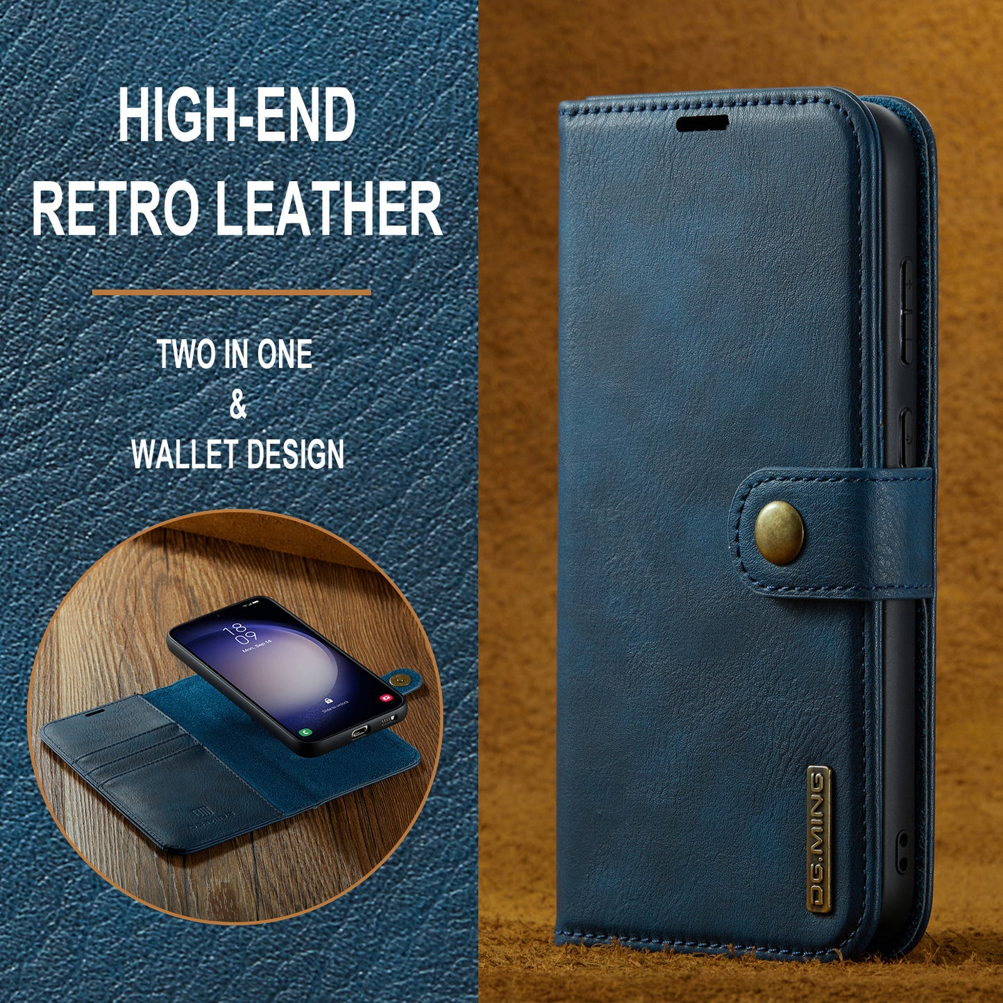 DG.MING for Samsung Galaxy A16 5G / A16 4G Case Detachable Split Leather Phone Cover - Blue