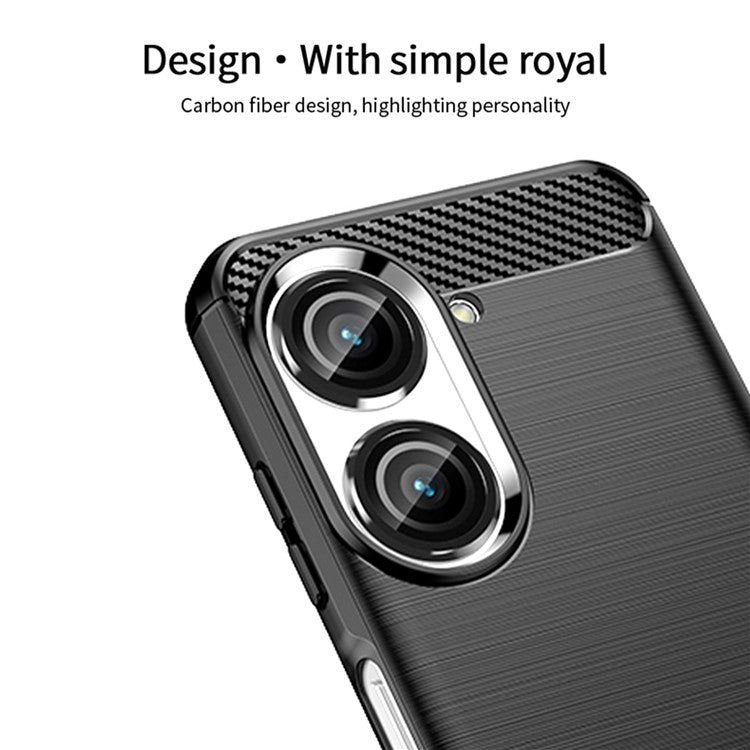 MOFI JK TPU Series-1 for Asus Zenfone 9 5G Brushed Surface Carbon Fiber Phone Cover Drop-proof Protective TPU Case - Black