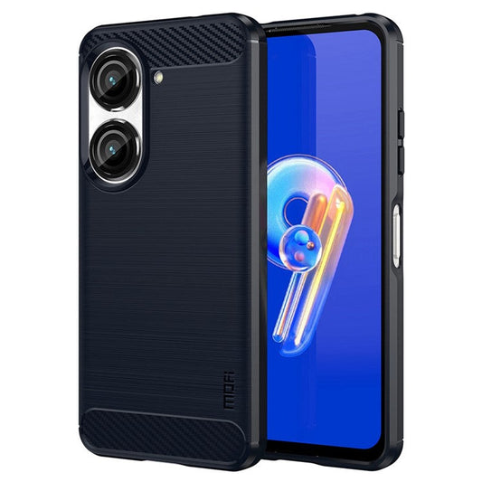 MOFI JK TPU Series-1 for Asus Zenfone 9 5G Brushed Surface Carbon Fiber Phone Cover Drop-proof Protective TPU Case - Blue