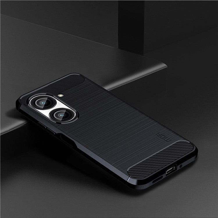 MOFI JK TPU Series-1 for Asus Zenfone 9 5G Brushed Surface Carbon Fiber Phone Cover Drop-proof Protective TPU Case - Blue