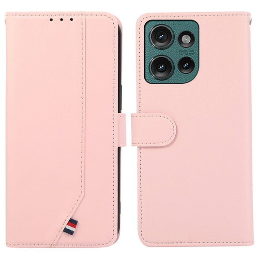 For Motorola Edge 50 Neo 5G / Moto S50 5G / Thinkphone 25 5G Case RFID Blocking Flip Leather Phone Cover - Pink