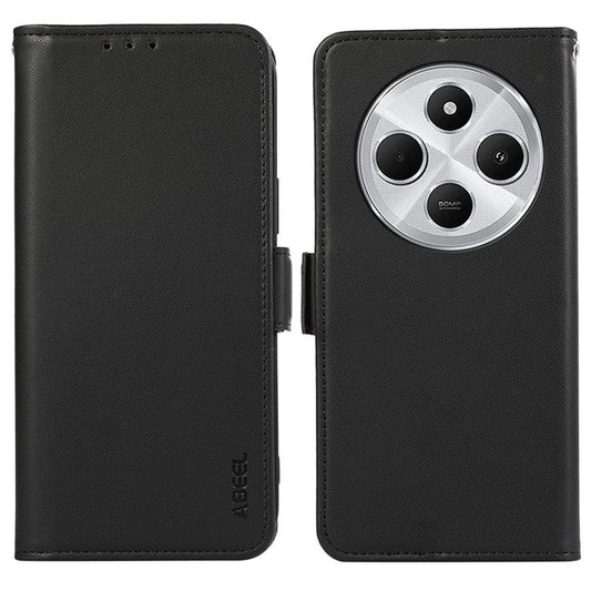 ABEEL For Xiaomi Poco C75 4G / Redmi 14R 5G / 14C 4G Case Leather Phone Cover with RFID Blocking Wallet - Black