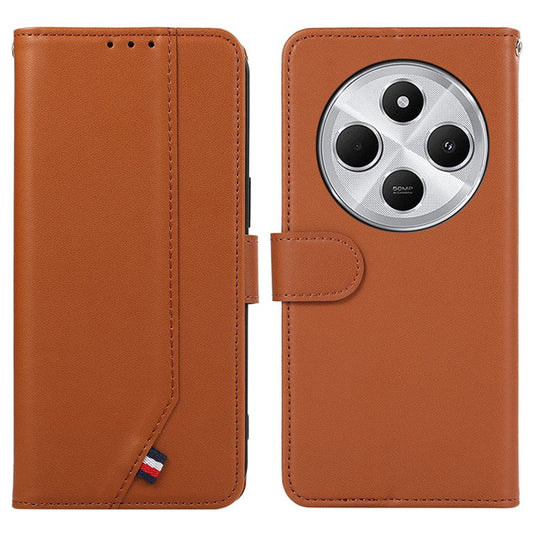 For Xiaomi Poco C75 4G / Redmi 14R 5G / 14C 4G Case RFID Blocking Flip Leather Phone Cover - Brown