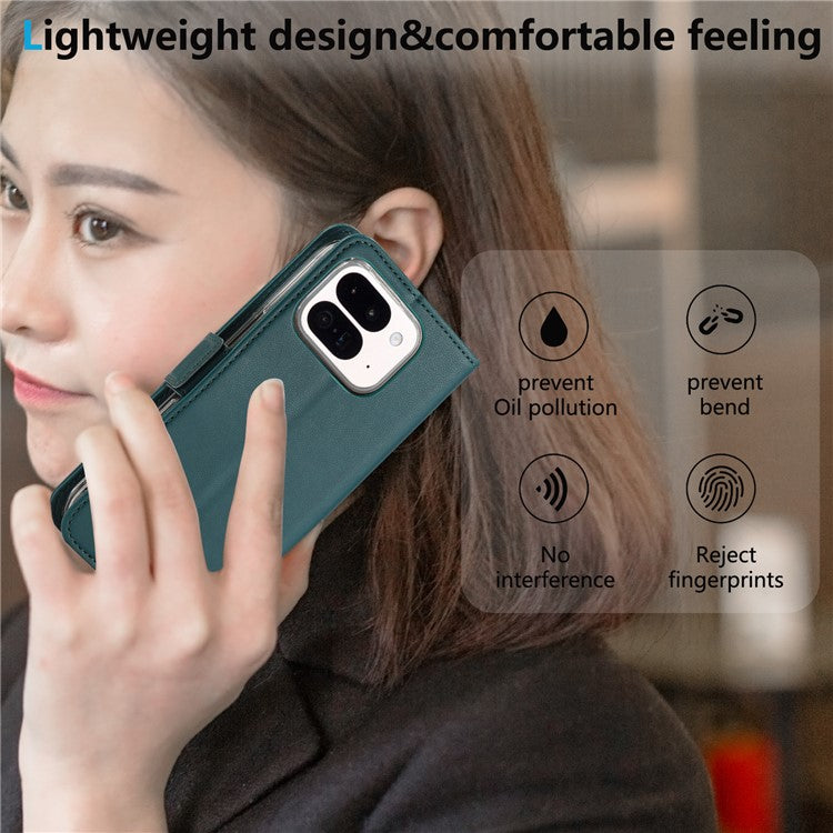 ABEEL Style A02 For Google Pixel 9 Pro Fold 5G Stand Case PC+PU Leather RFID Blocking Wallet Phone Cover - Green