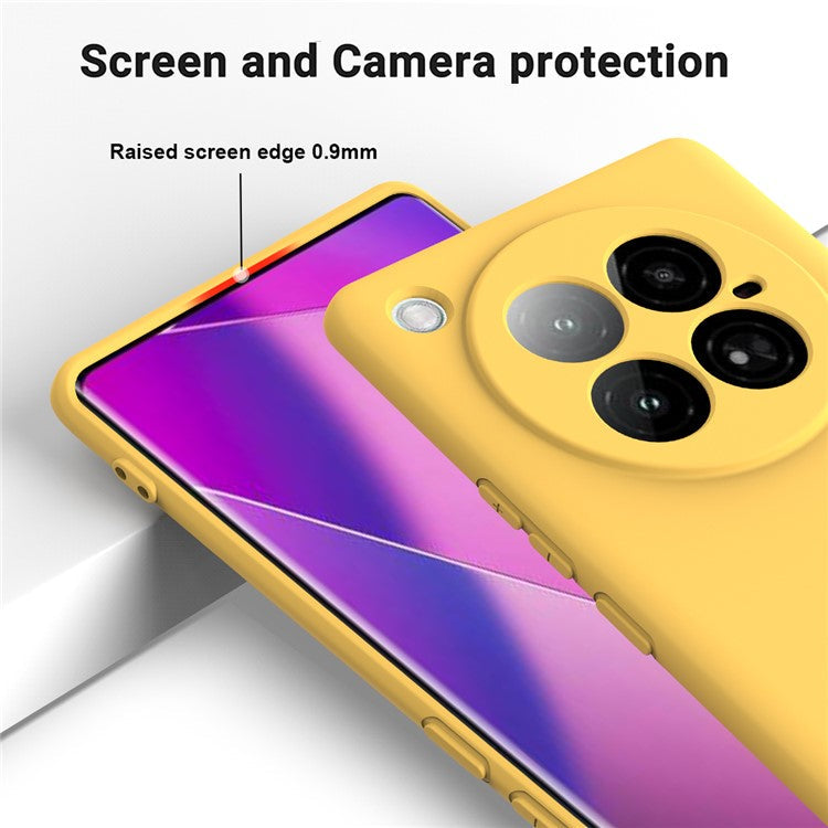 For Infinix Zero 40 4G Case Liquid Silicone Anti-Scratch Phone Cover with Hand Strap - Yellow