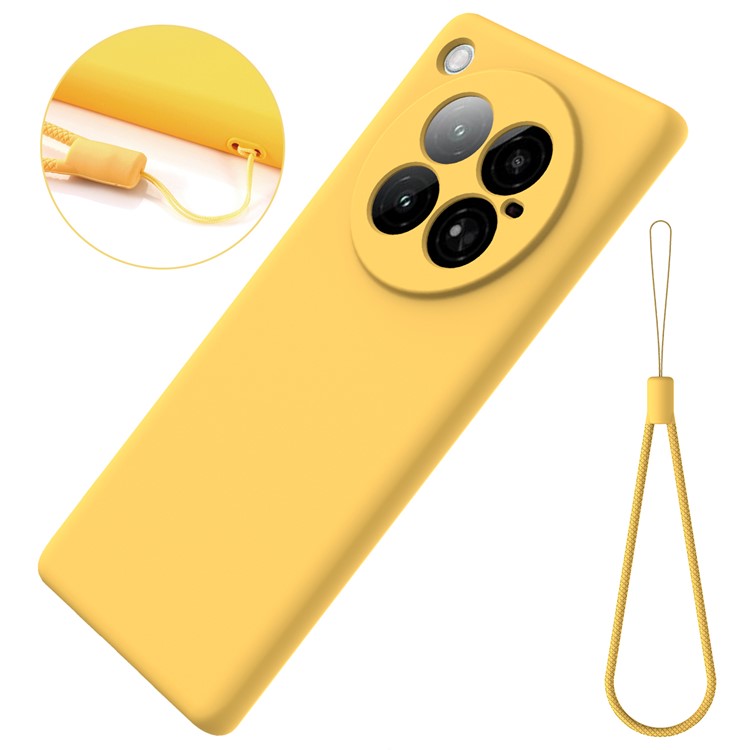 For Infinix Zero 40 4G Case Liquid Silicone Anti-Scratch Phone Cover with Hand Strap - Yellow