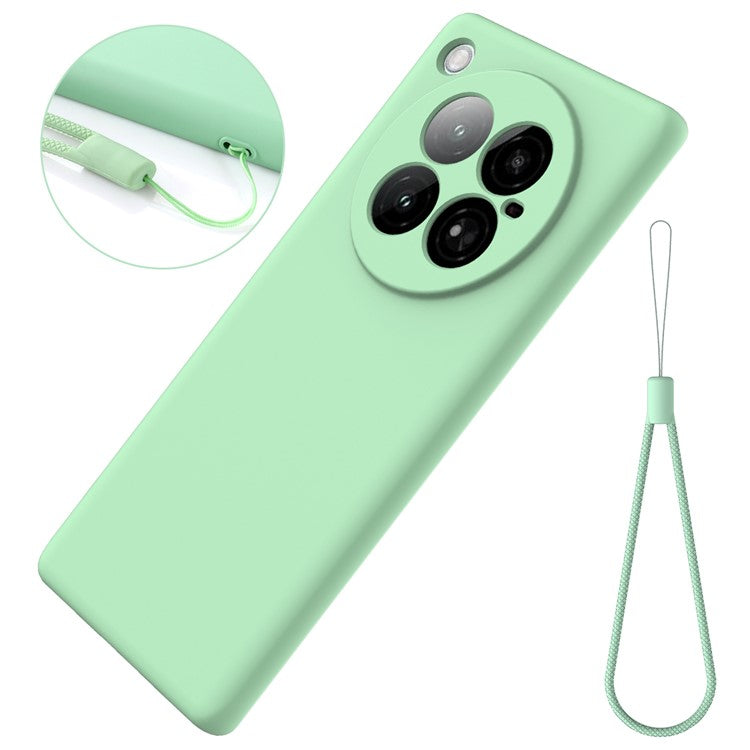 For Infinix Zero 40 4G Case Liquid Silicone Anti-Scratch Phone Cover with Hand Strap - Green