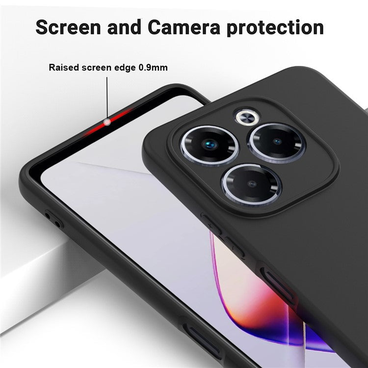 For Infinix Note 40X 5G Case Liquid Silicone Anti-Scratch Phone Cover with Hand Strap - Black