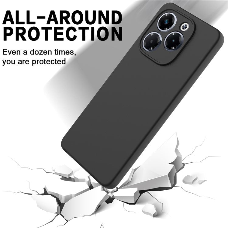 For Infinix Note 40X 5G Case Liquid Silicone Anti-Scratch Phone Cover with Hand Strap - Black