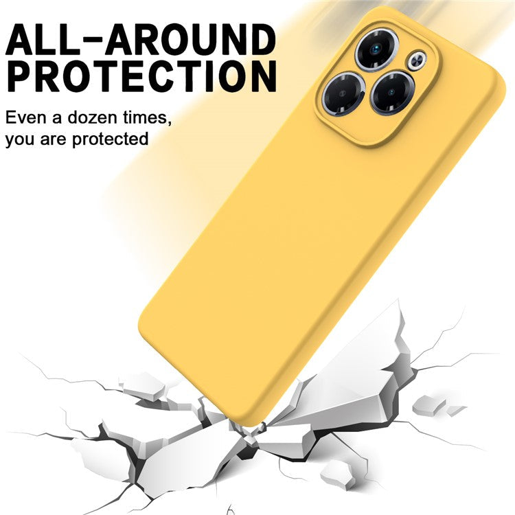 For Infinix Note 40X 5G Case Liquid Silicone Anti-Scratch Phone Cover with Hand Strap - Yellow