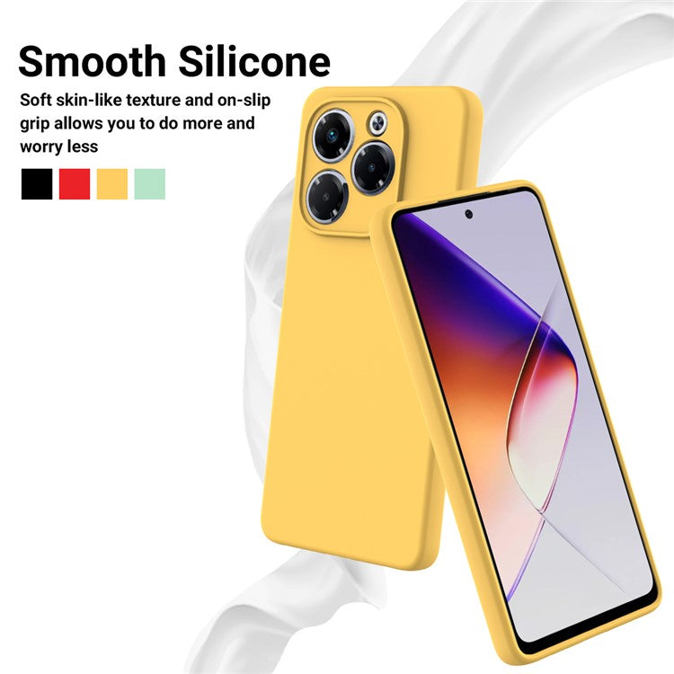 For Infinix Note 40X 5G Case Liquid Silicone Anti-Scratch Phone Cover with Hand Strap - Yellow