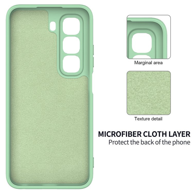 For Infinix Hot 50 4G Case Liquid Silicone Anti-Scratch Phone Cover with Hand Strap - Green