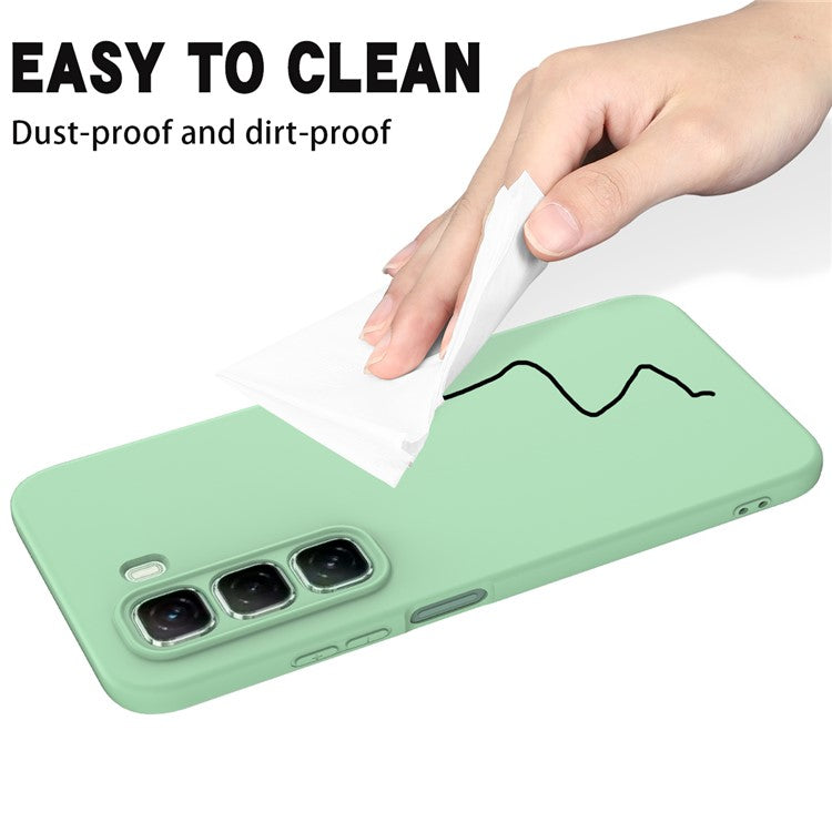 For Infinix Hot 50 4G Case Liquid Silicone Anti-Scratch Phone Cover with Hand Strap - Green