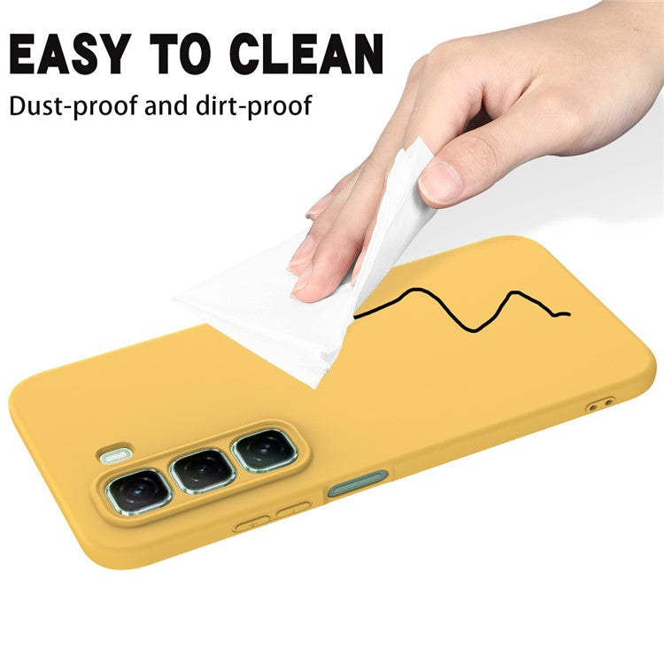 For Infinix Hot 50 5G Case Liquid Silicone Anti-Scratch Phone Cover with Hand Strap - Yellow
