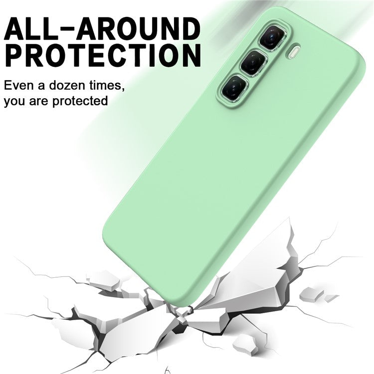 For Infinix Hot 50 5G Case Liquid Silicone Anti-Scratch Phone Cover with Hand Strap - Green