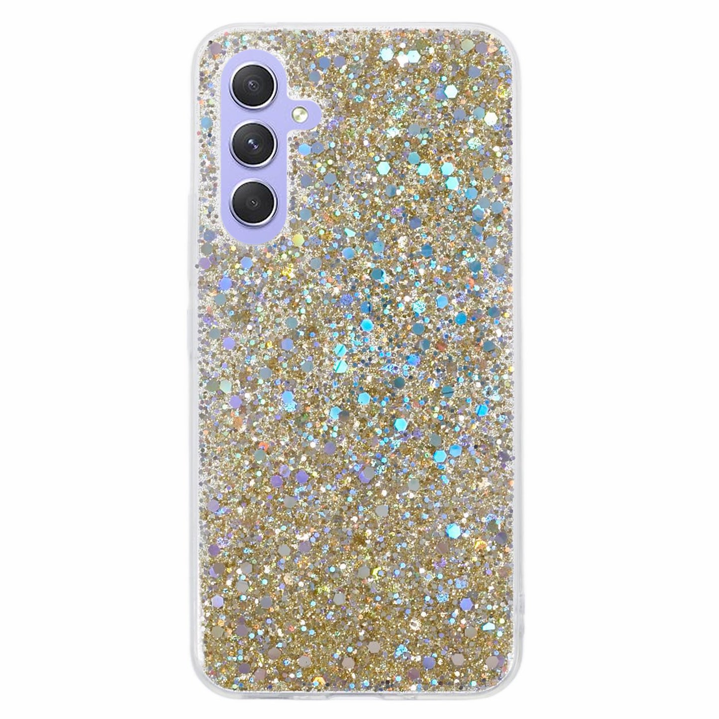 For Samsung Galaxy A16 5G / A16 4G Case Shockproof Soft TPU Phone Cover Glittery Design - Gold