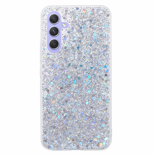 For Samsung Galaxy A16 5G / A16 4G Case Shockproof Soft TPU Phone Cover Glittery Design - Silver