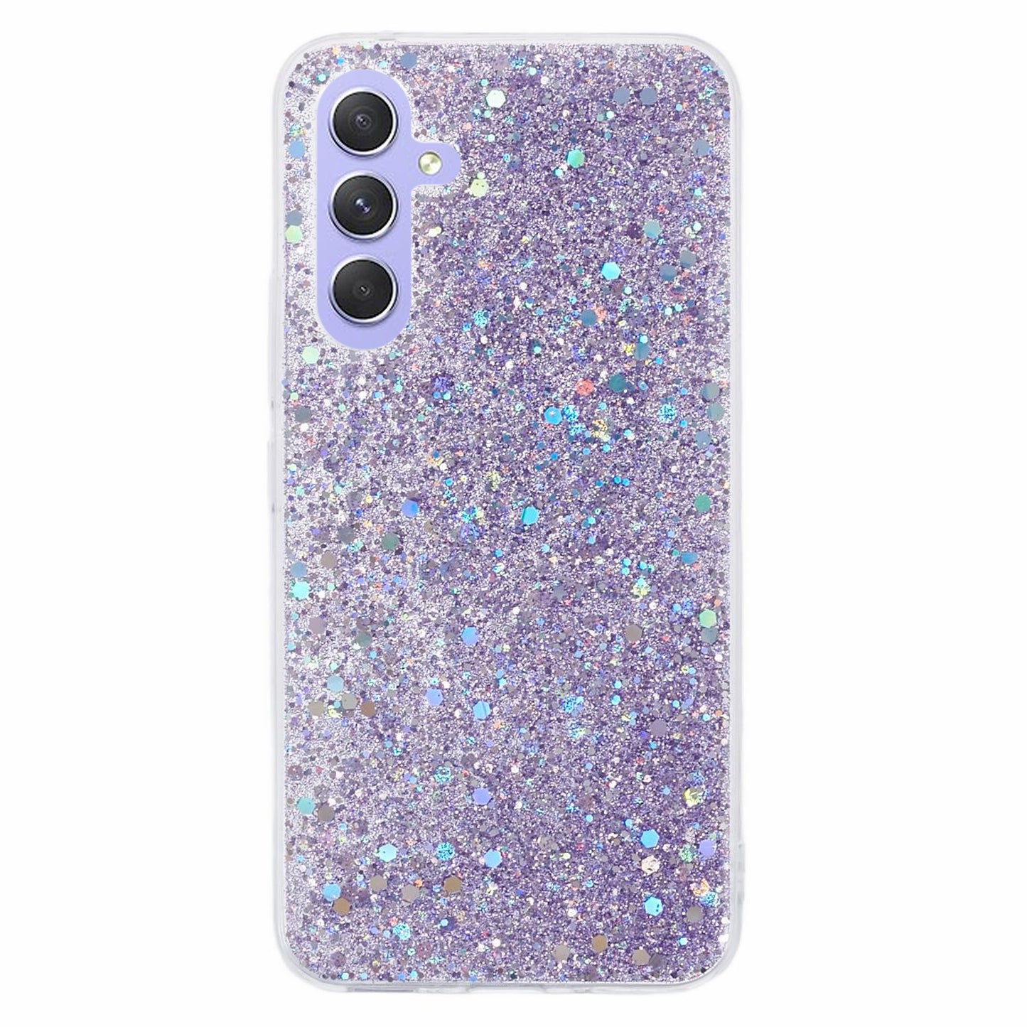 For Samsung Galaxy A16 5G / A16 4G Case Shockproof Soft TPU Phone Cover Glittery Design - Purple