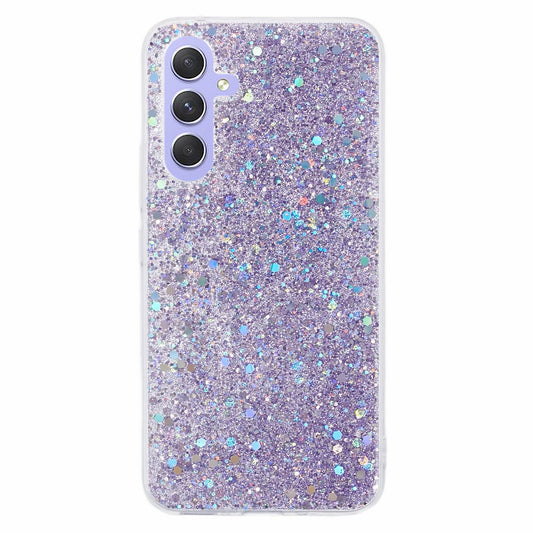 For Samsung Galaxy A16 5G / A16 4G Case Shockproof Soft TPU Phone Cover Glittery Design - Purple
