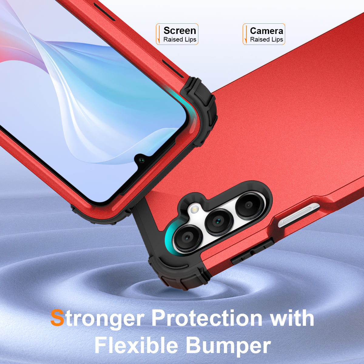 L-Style For Samsung Galaxy A16 5G / A16 4G Case Shockproof PC + TPU Phone Back Cover - Red