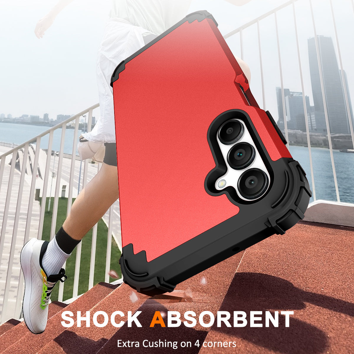 L-Style For Samsung Galaxy A16 5G / A16 4G Case Shockproof PC + TPU Phone Back Cover - Red