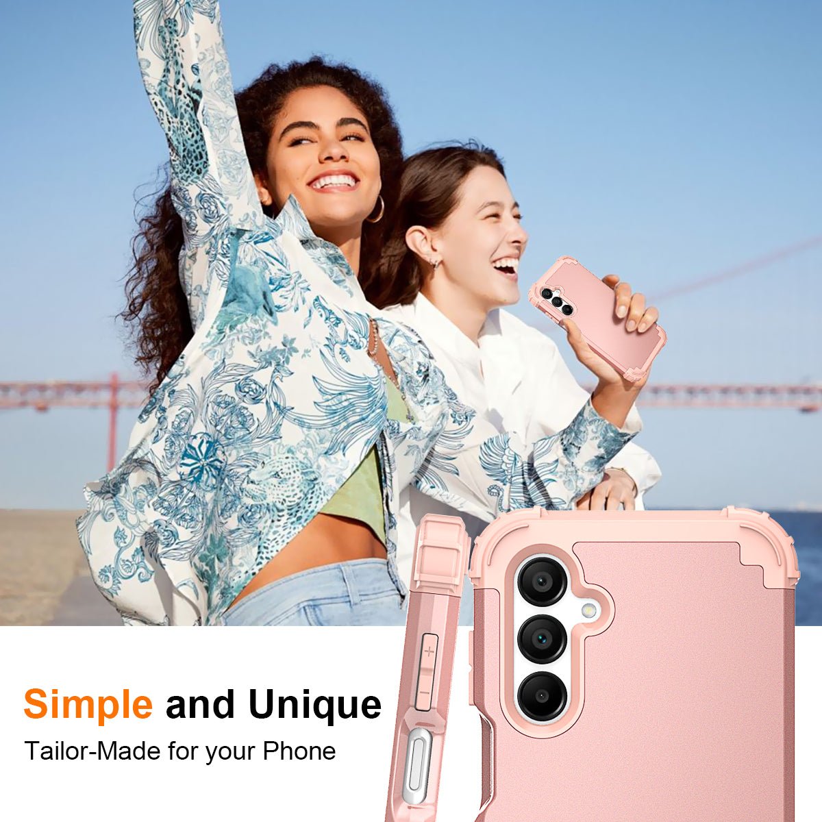 L-Style For Samsung Galaxy A16 5G / A16 4G Case Shockproof PC + TPU Phone Back Cover - Pink