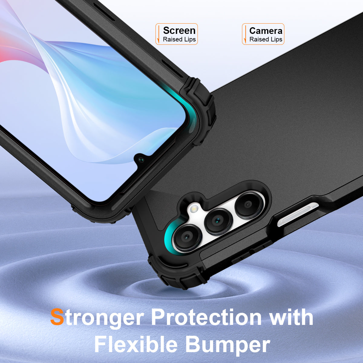 L-Style For Samsung Galaxy A16 5G / A16 4G Case Shockproof PC + TPU Phone Back Cover - Black