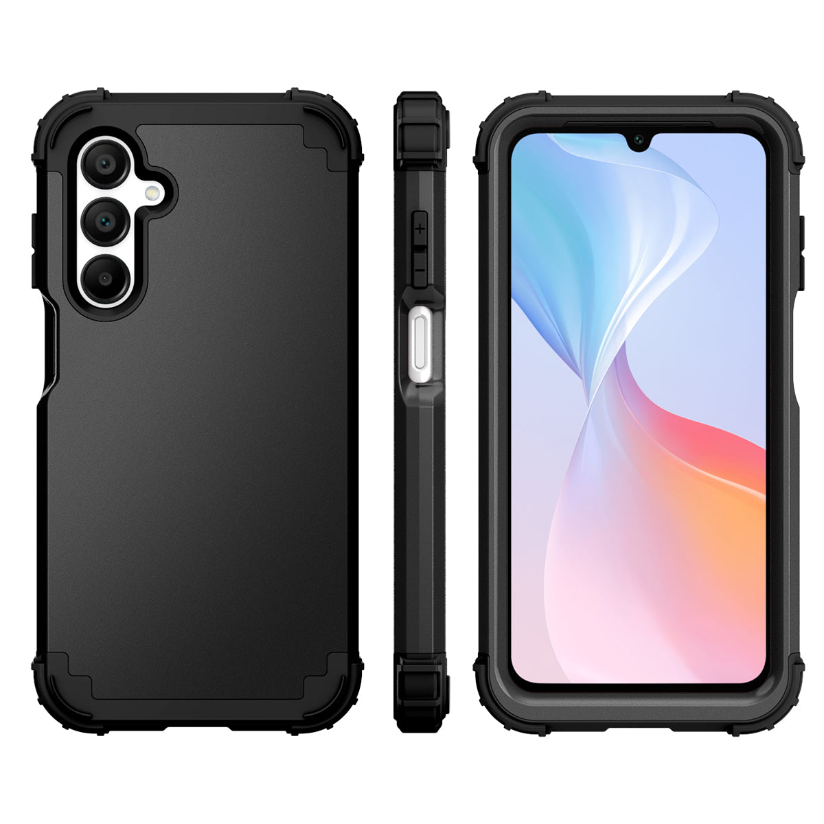 L-Style For Samsung Galaxy A16 5G / A16 4G Case Shockproof PC + TPU Phone Back Cover - Black