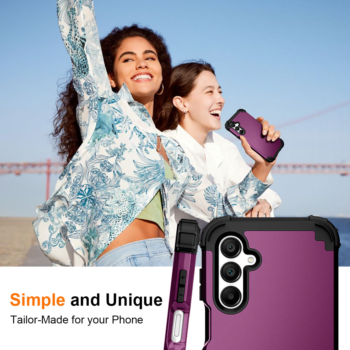 L-Style For Samsung Galaxy A16 5G / A16 4G Case Shockproof PC + TPU Phone Back Cover - Purple