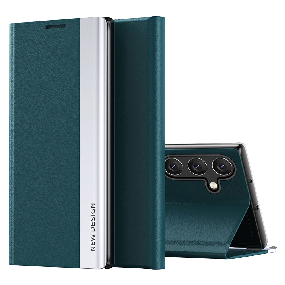 For Samsung Galaxy A16 5G / A16 4G Case Anti-Drop Leather Phone Cover with Stand - Green