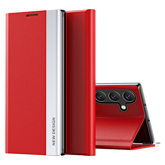 For Samsung Galaxy A16 5G / A16 4G Case Anti-Drop Leather Phone Cover with Stand - Red
