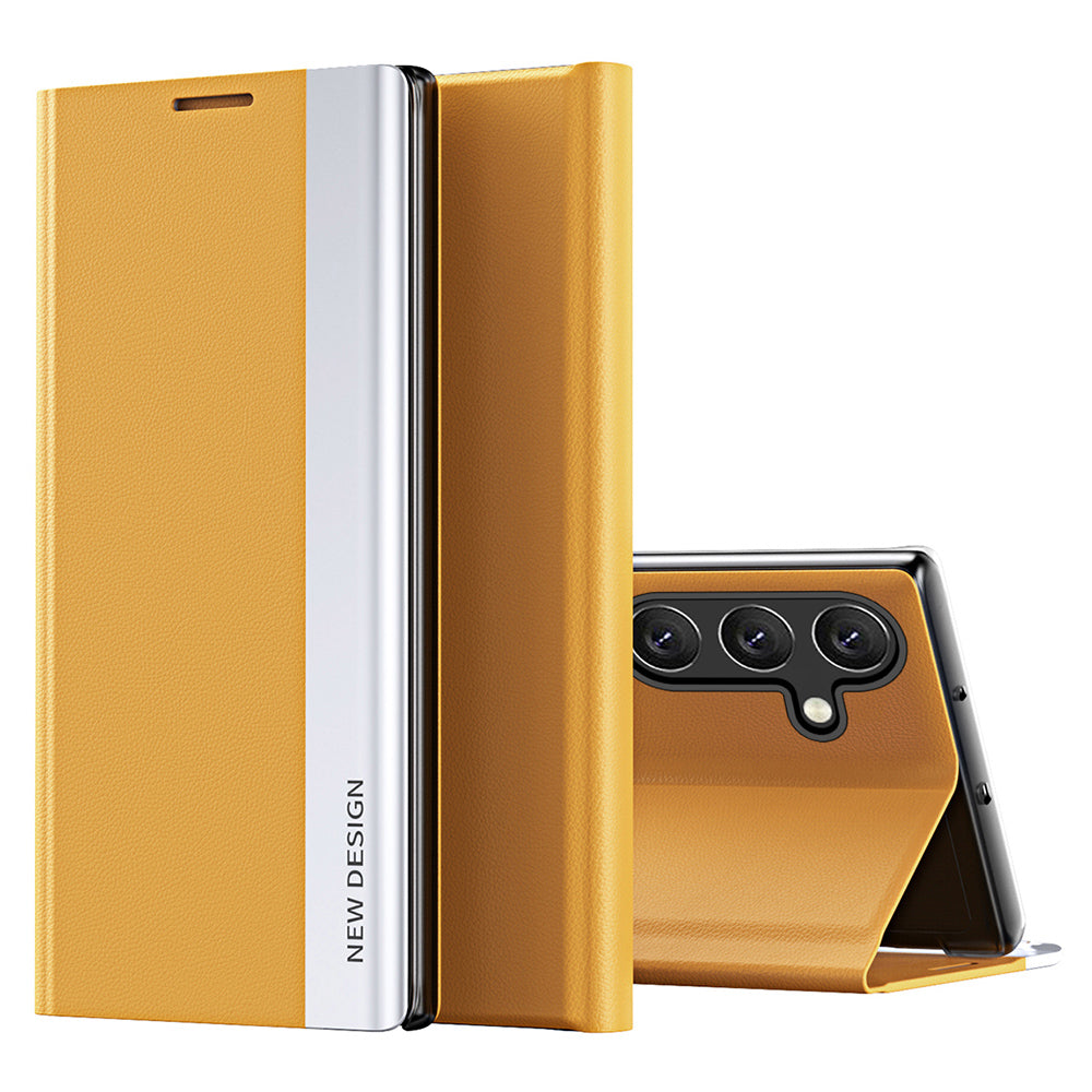 For Samsung Galaxy A16 5G / A16 4G Case Anti-Drop Leather Phone Cover with Stand - Yellow