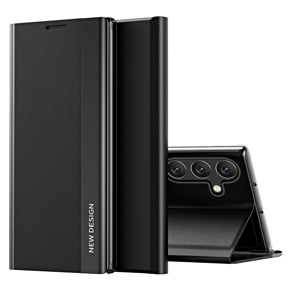 For Samsung Galaxy A16 5G / A16 4G Case Anti-Drop Leather Phone Cover with Stand - Black