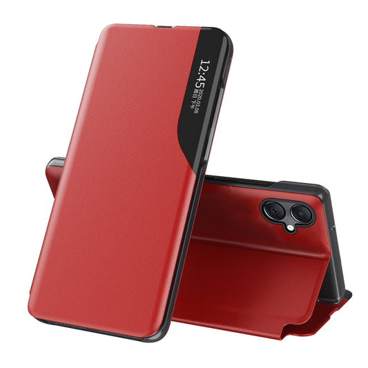 For Samsung Galaxy A06 Case View Window Full Protection Leather Phone Cover - Red