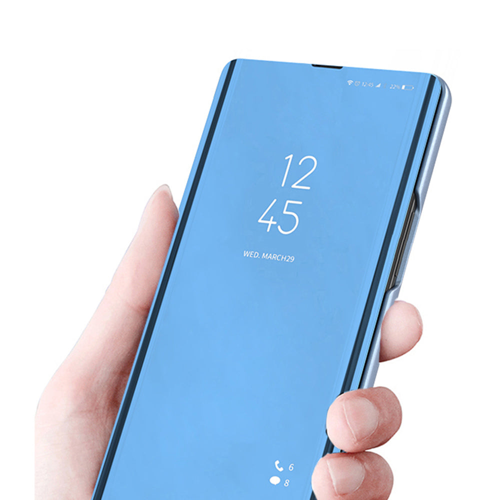 For Samsung Galaxy A06 Case View Window Stand Leather Flip Phone Cover - Blue