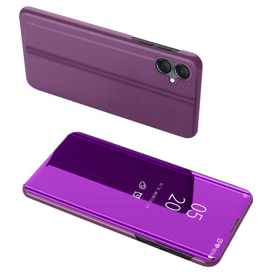 For Samsung Galaxy A06 Case View Window Stand Leather Flip Phone Cover - Purple