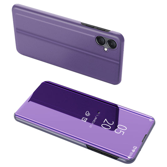 For Samsung Galaxy A06 Case View Window Stand Leather Flip Phone Cover - Purple  /  Blue