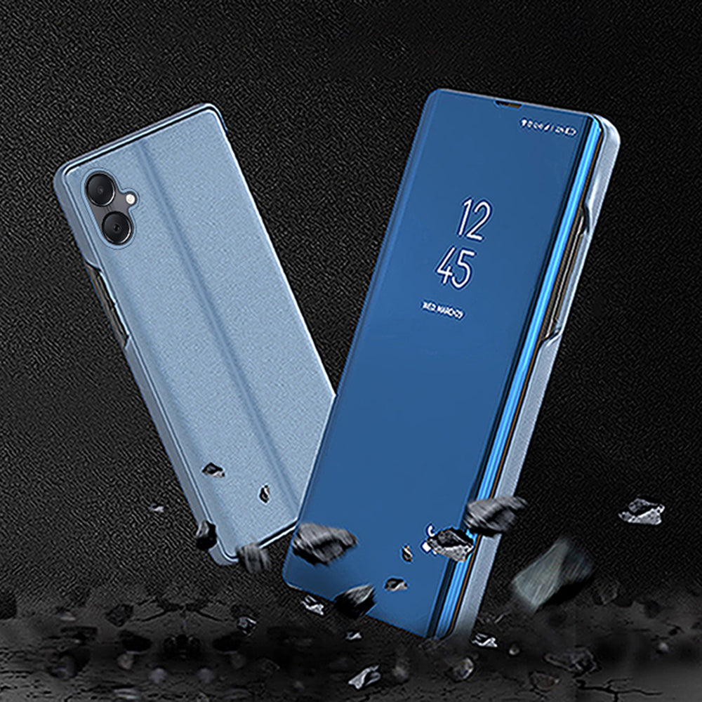 For Samsung Galaxy A06 Case View Window Stand Leather Flip Phone Cover - Silver
