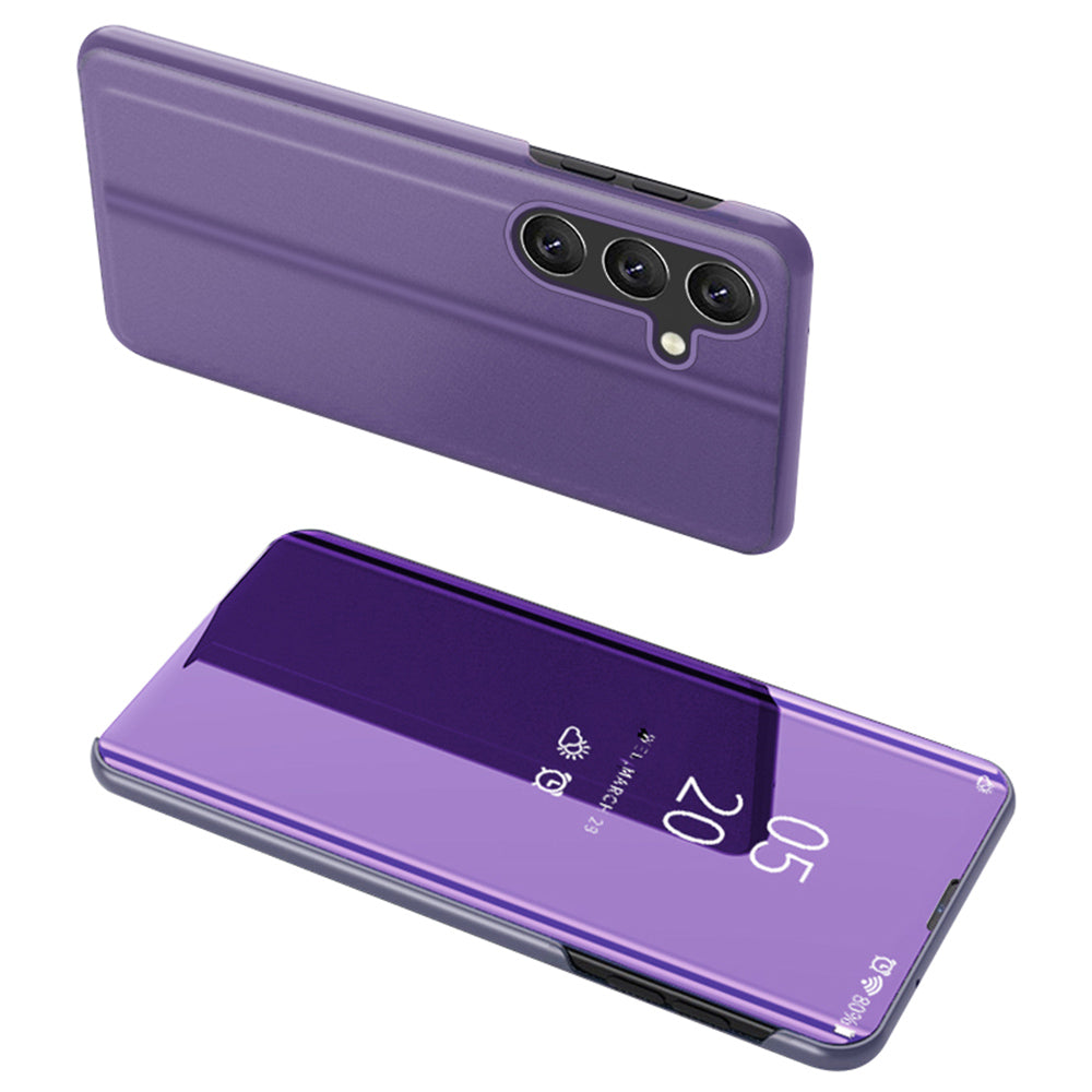 For Samsung Galaxy A16 5G / A16 4G Case View Window Stand Leather Flip Phone Cover - Purple  /  Blue